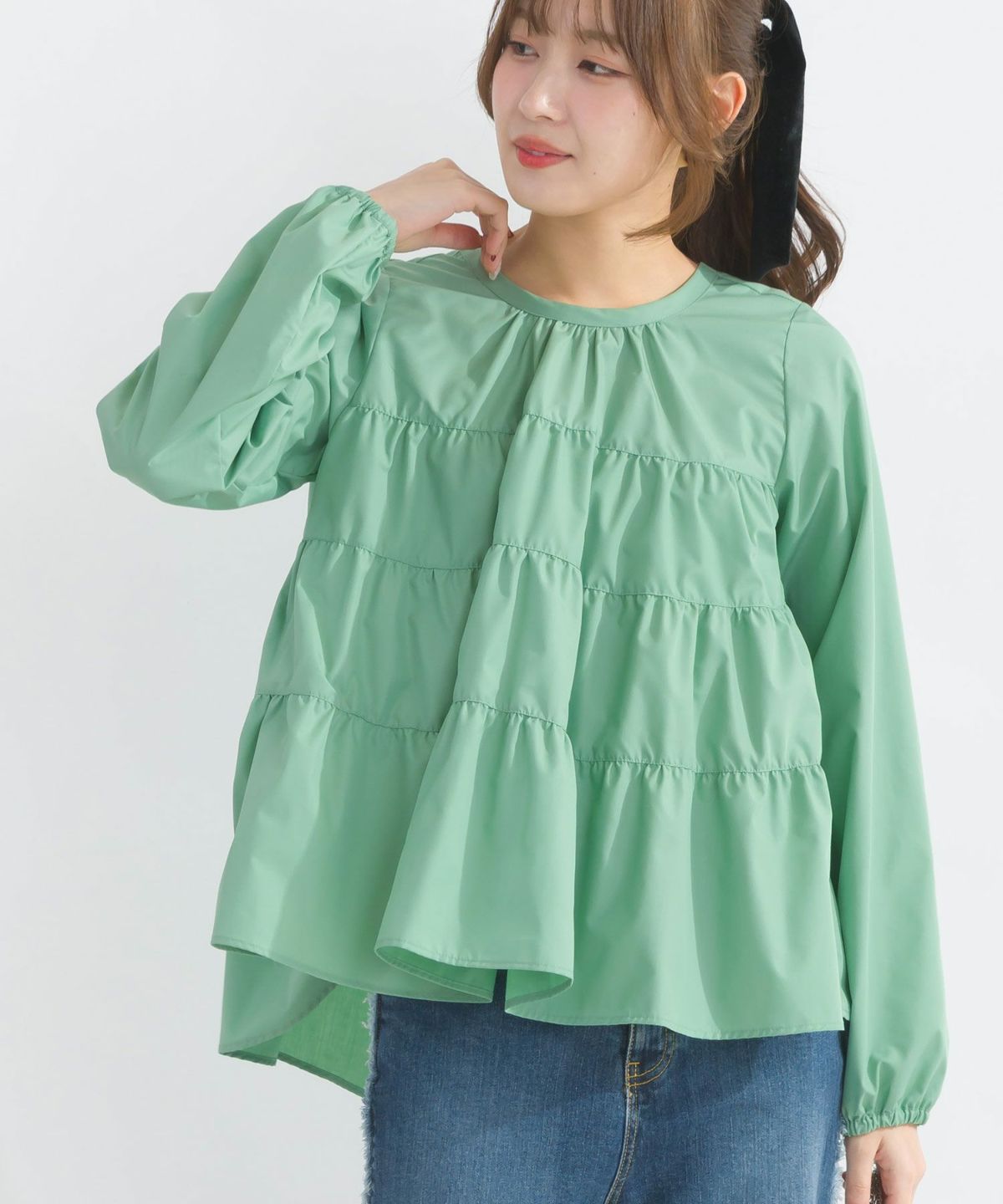 model：H165　着用サイズ：M　グリーン