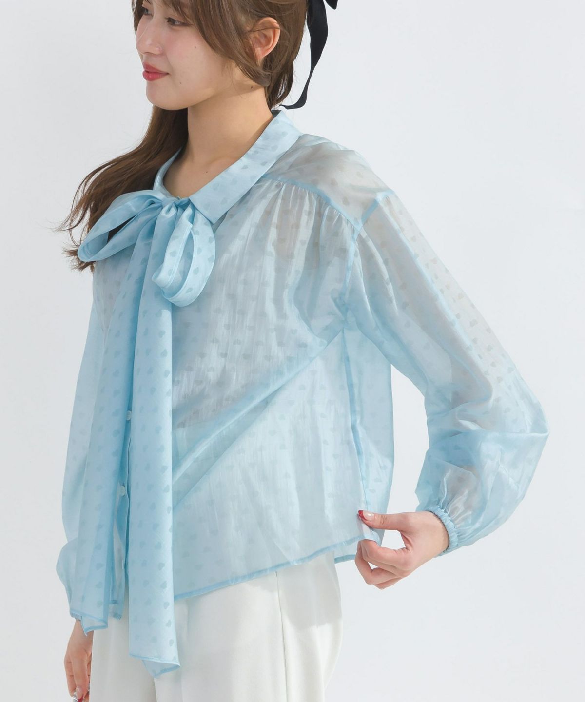 model：H165　着用サイズ：M　サックスブルー