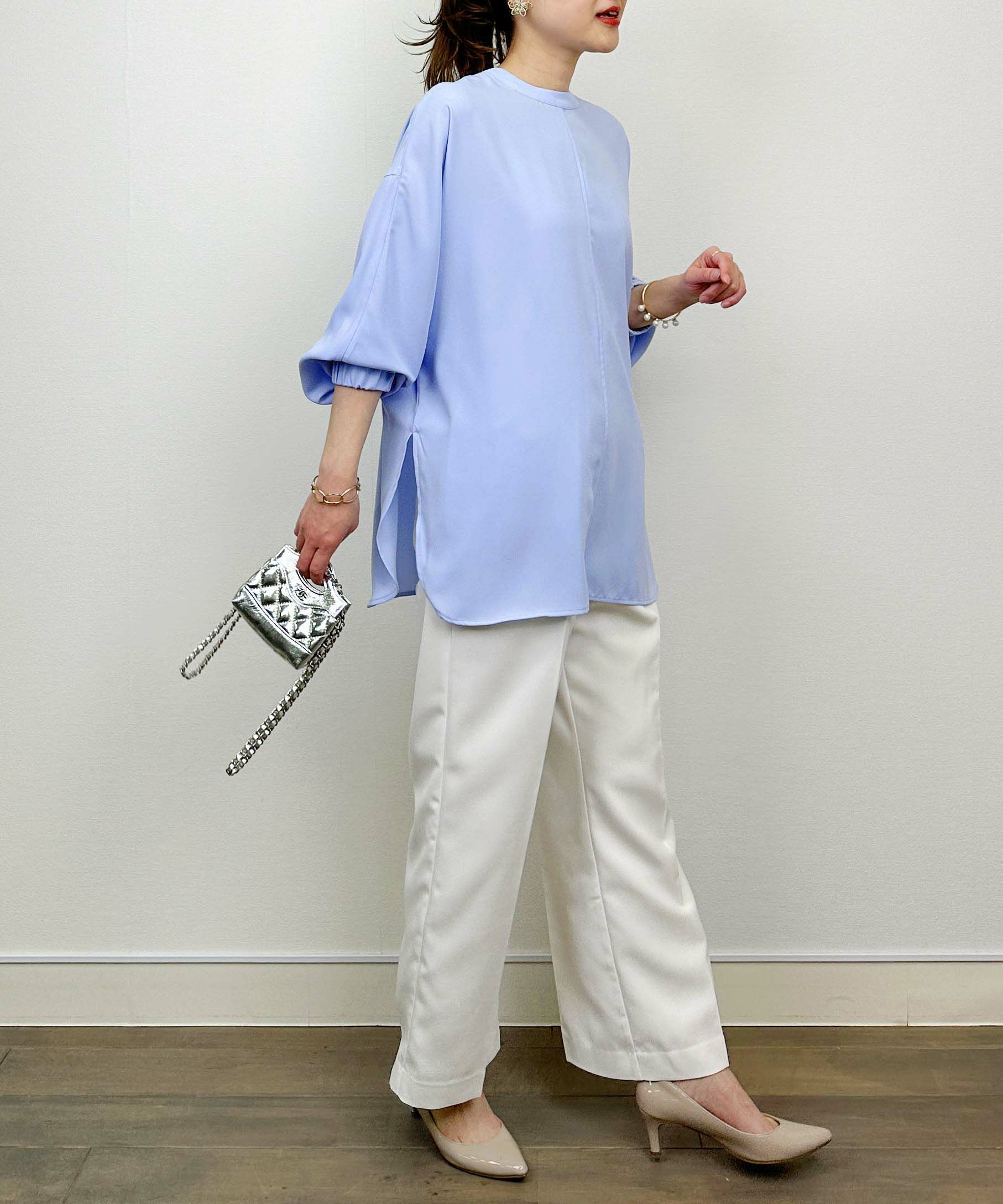 model：H164　着用サイズ：M　サックスブルー