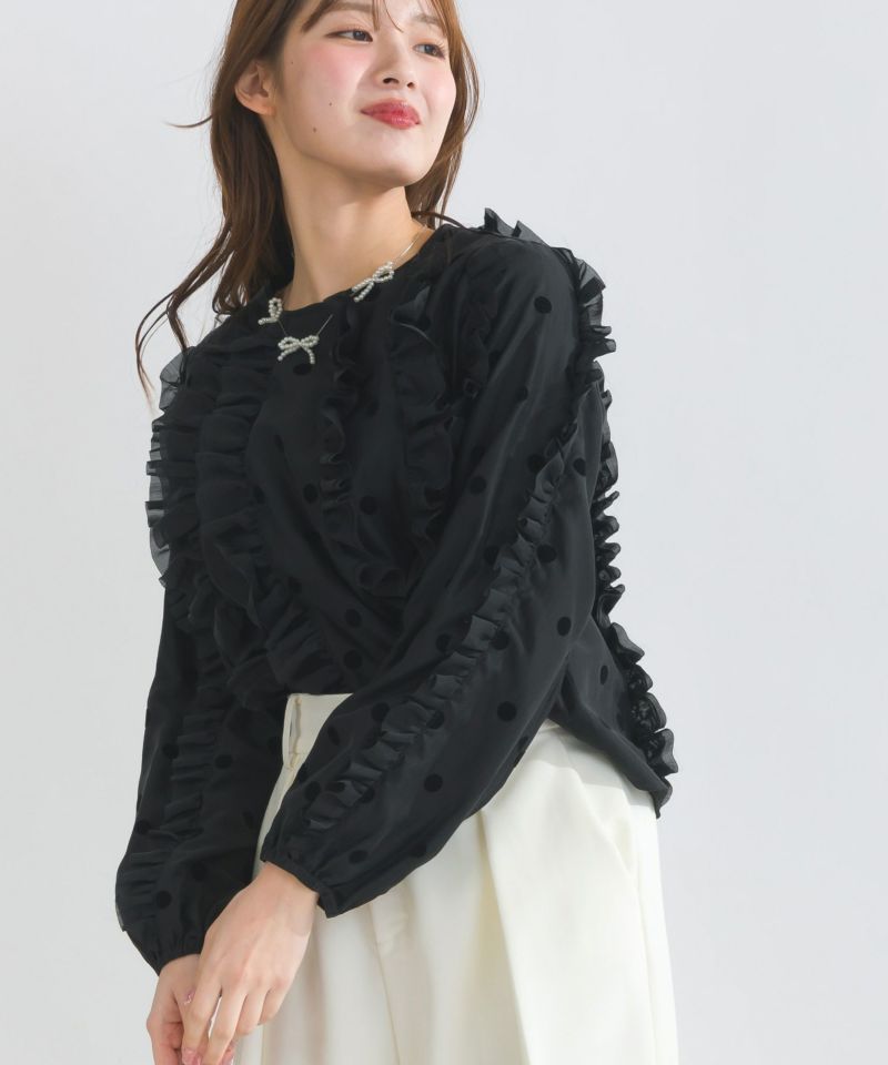 セットアップ可能】シアードットフリルブラウス | PICCIN