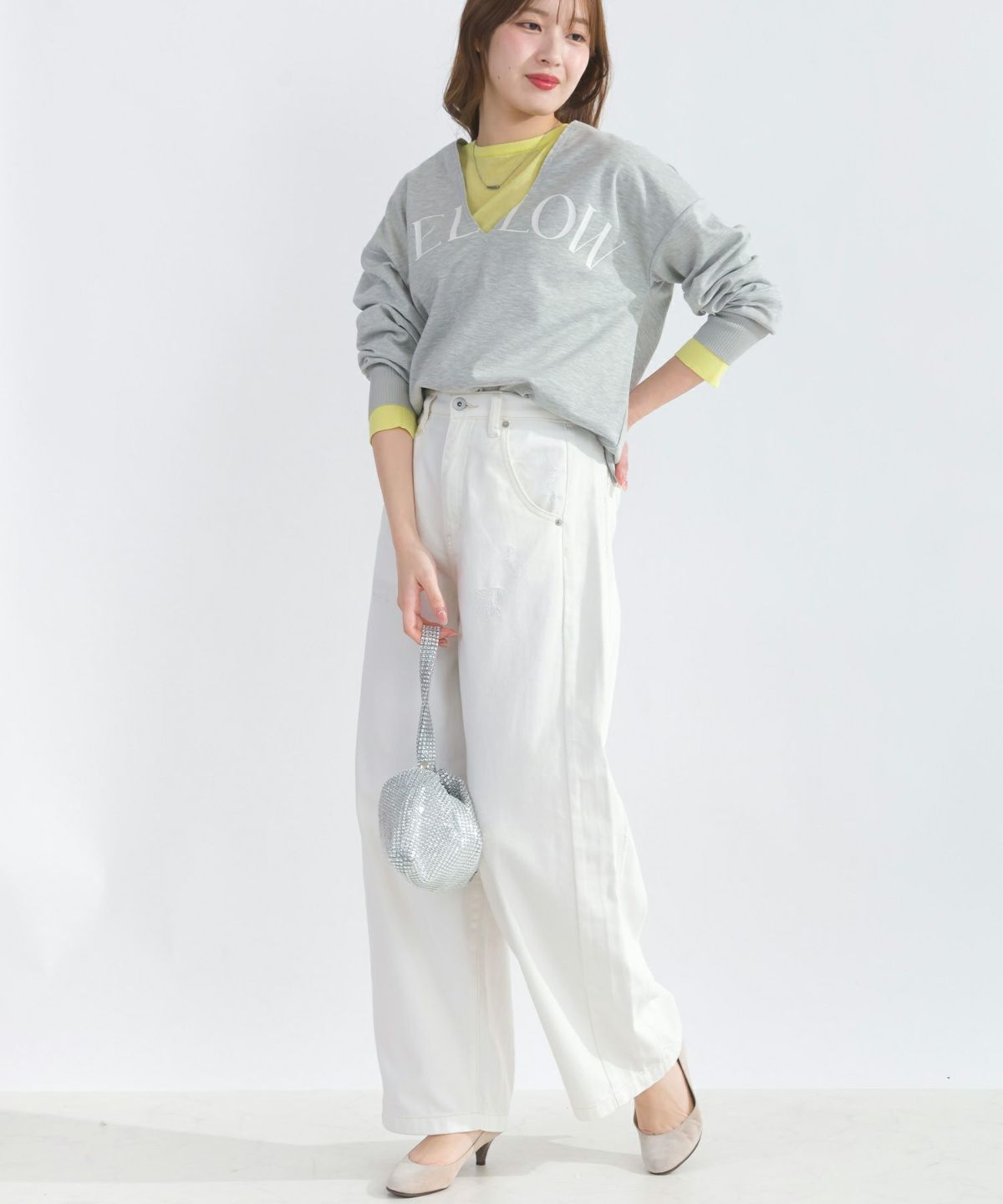 model：H165　着用サイズ：M　オフホワイト