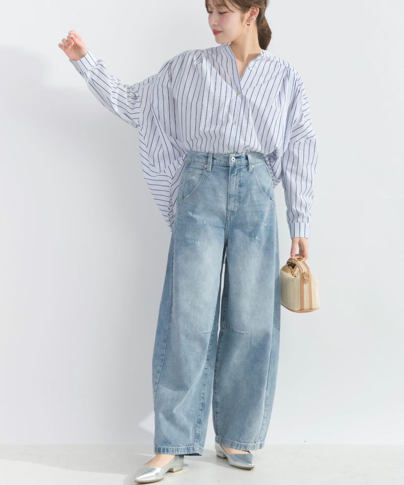 model：H165　着用サイズ：M　サックスブルー