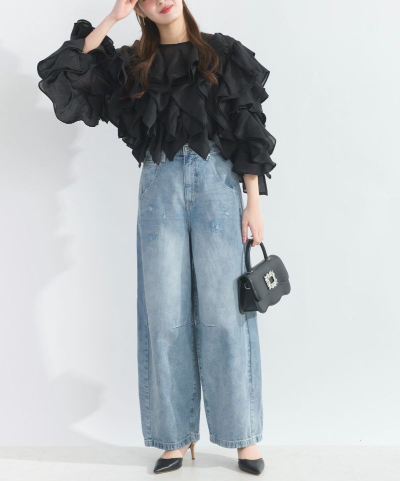 model：H165　着用サイズ：M　サックスブルー