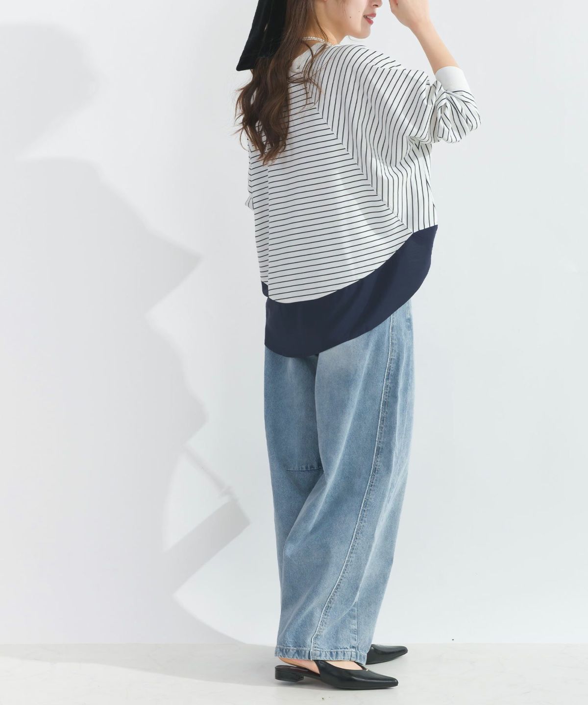 model：H165　着用サイズ：M　サックスブルー