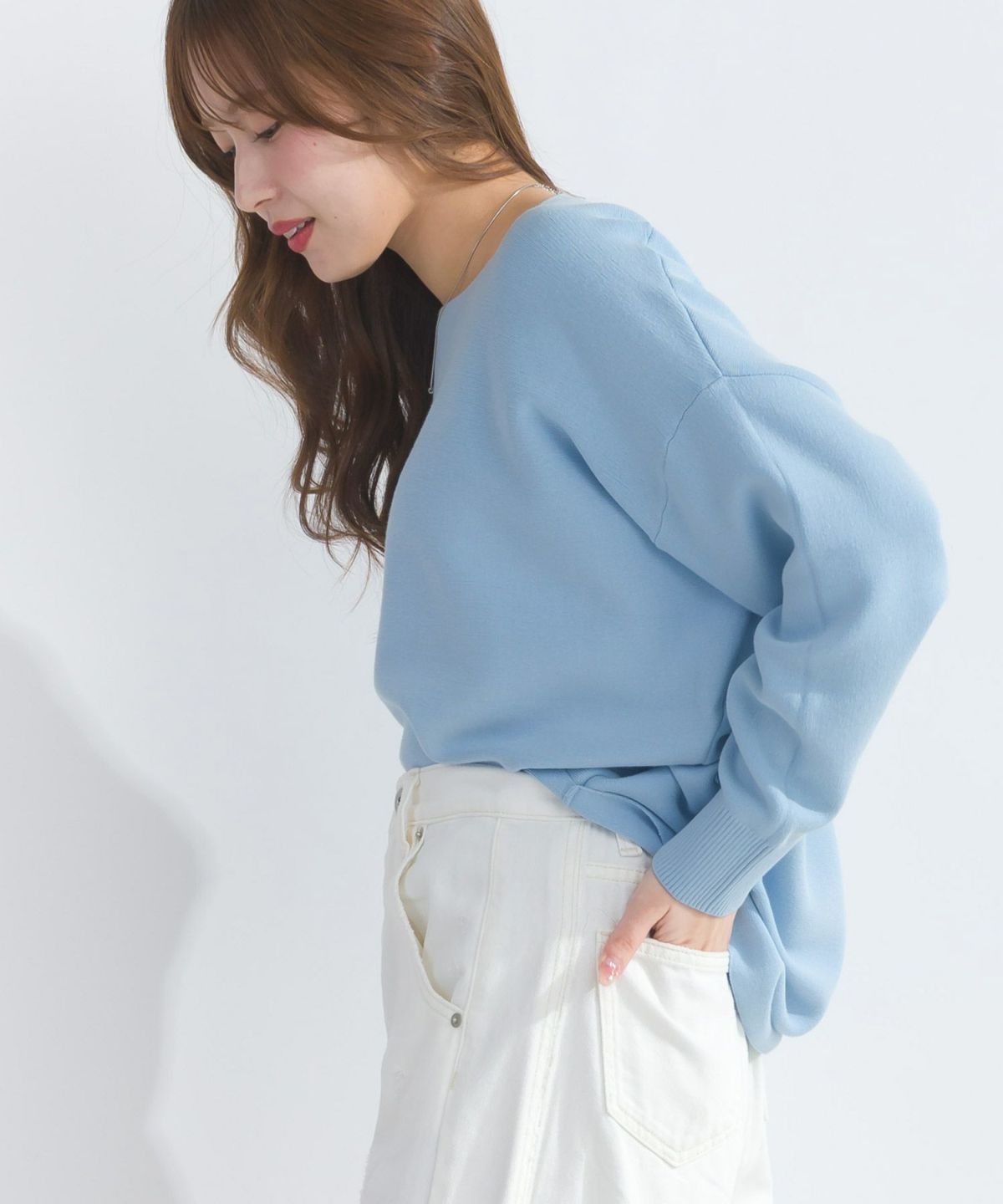 model：H165　着用サイズ：M　サックスブルー