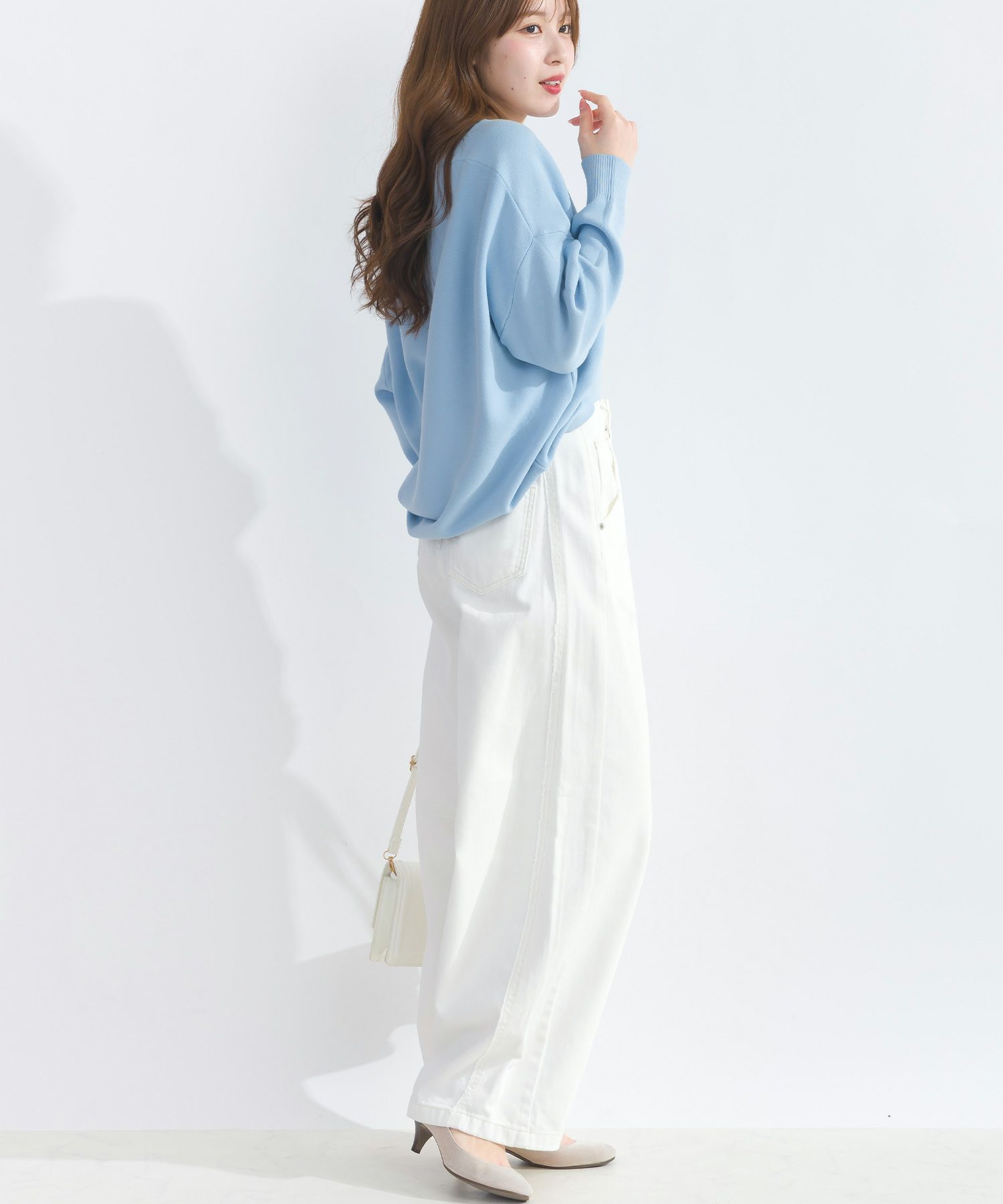 model：H165　着用サイズ：M　サックスブルー