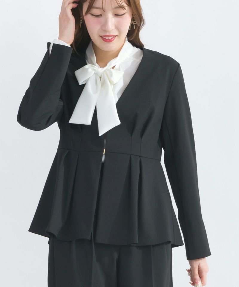 美品✨MARNI 変形フリルジャケット ネイビー 42 ノーカラー ペプラム WEB限定】ストレッチツイルノーカラーペプラムジャケット