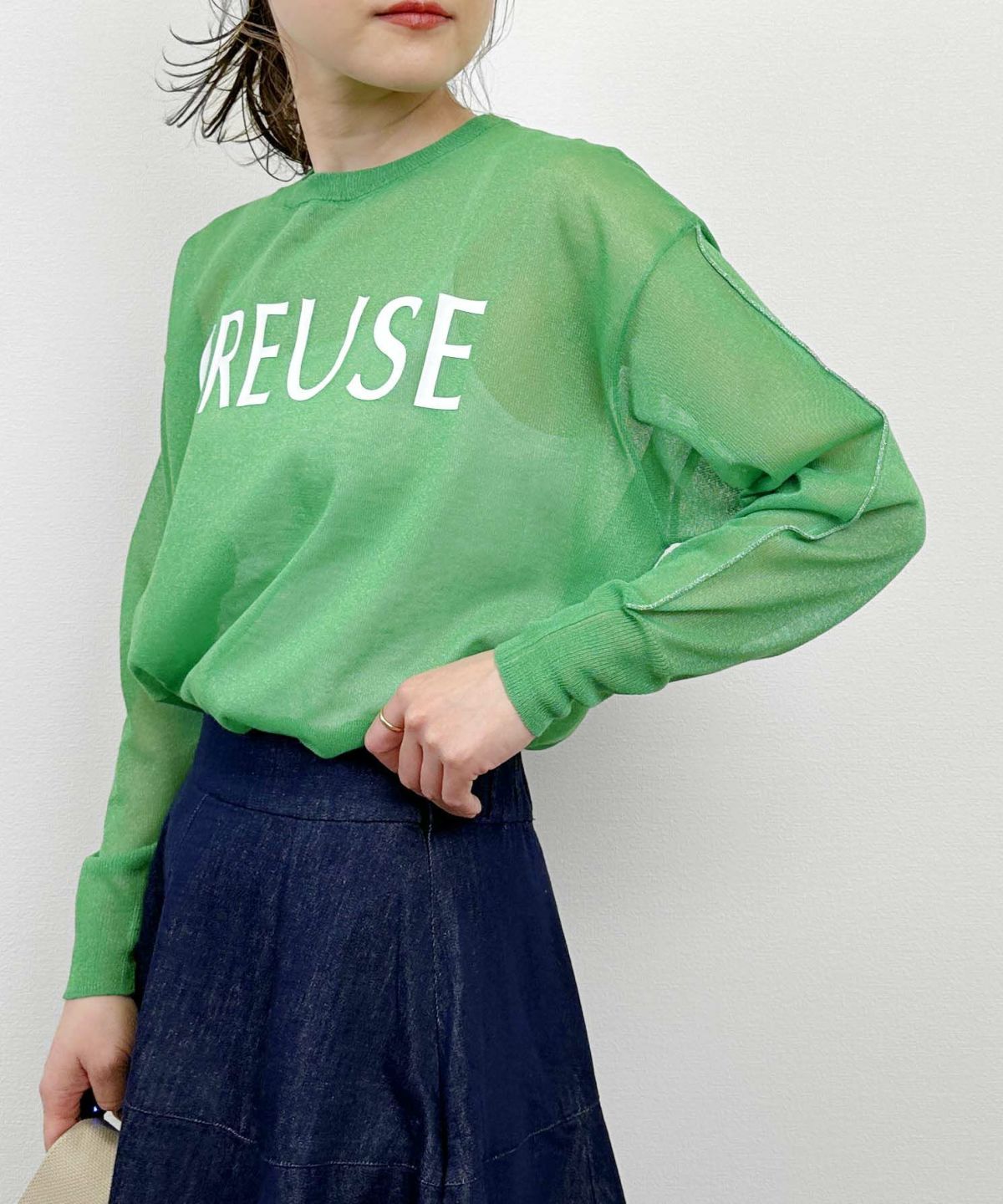 model：H164　着用サイズ：M　グリーン