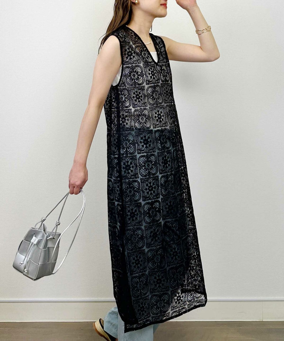 model：H164　着用サイズ：M　ブラック（リボン後ろ）