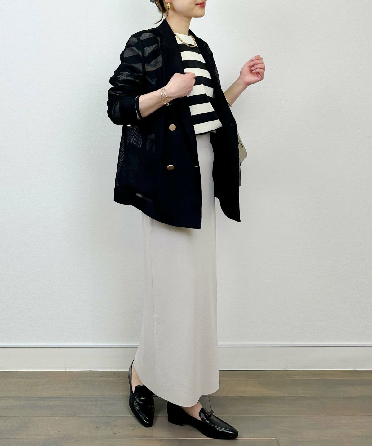 model：H164　着用サイズ：M　ライトグレー