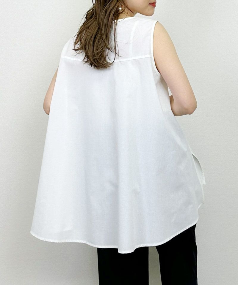model：H164　着用サイズ：M　ホワイト（ノースリブラウス単品で）