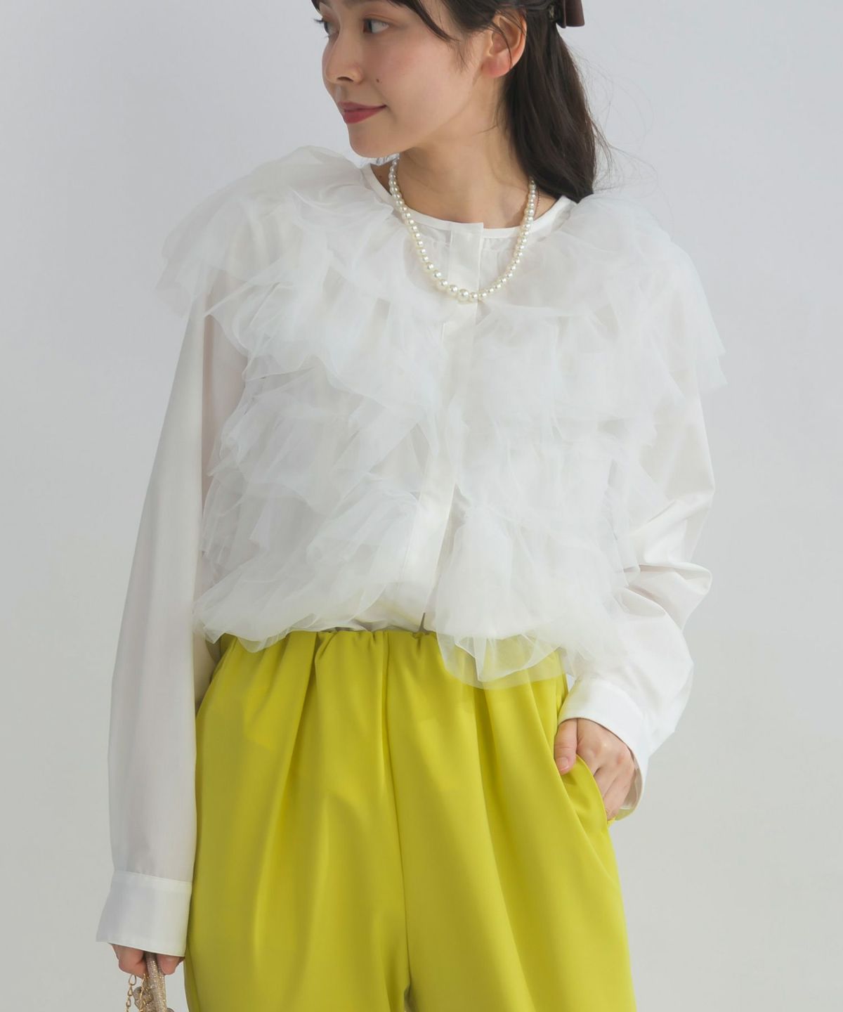 model：H153　着用サイズ：M　オフホワイト