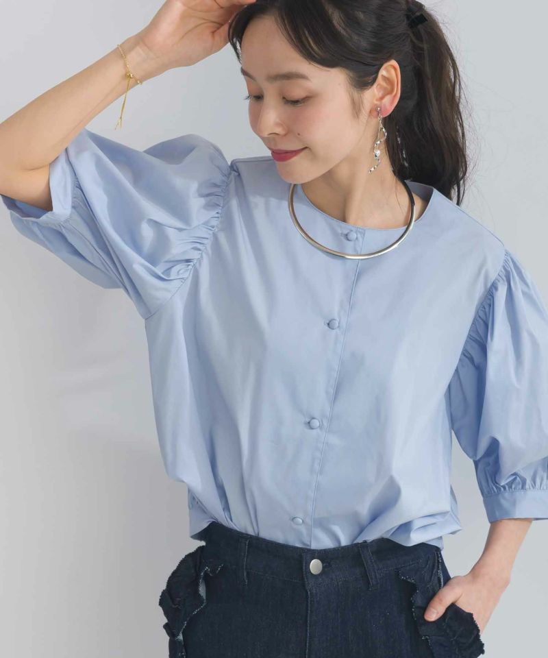 model：H153　着用サイズ：M　サックスブルー