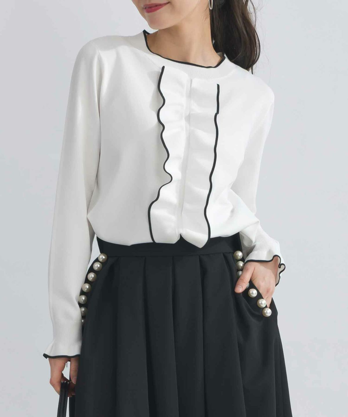 model：H153　着用サイズ：M　ホワイト系その他（配色）