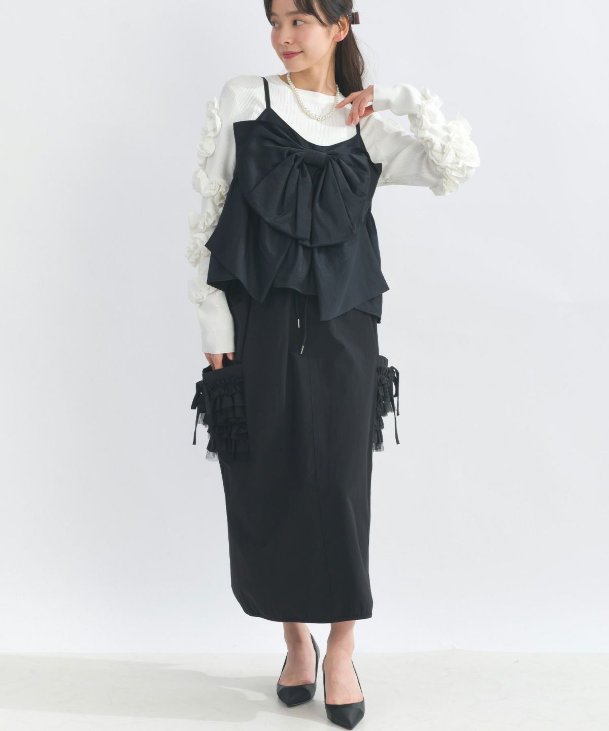 model：H153　着用サイズ：M　オフホワイト