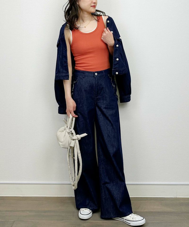 model：H164　着用サイズ：M　アイレットタンクトップ①下 ②上