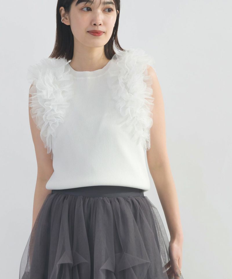 【SALE】PICCIN PERLA  ピッチンぺルラ 即日発送  フリルチュールノースリーブニット 906390 ノースリーブ フリル レディース PICCIN PERLA 【SALE】PICCIN ピッチンぺルラ 即日発送 フリル