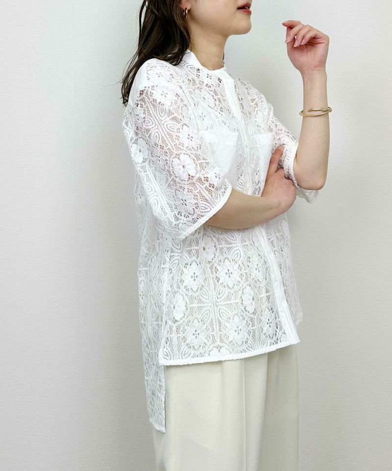 model：H164　着用サイズ：M　オフホワイト
