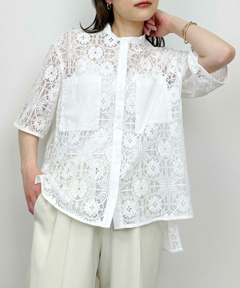 model：H164　着用サイズ：M　オフホワイト