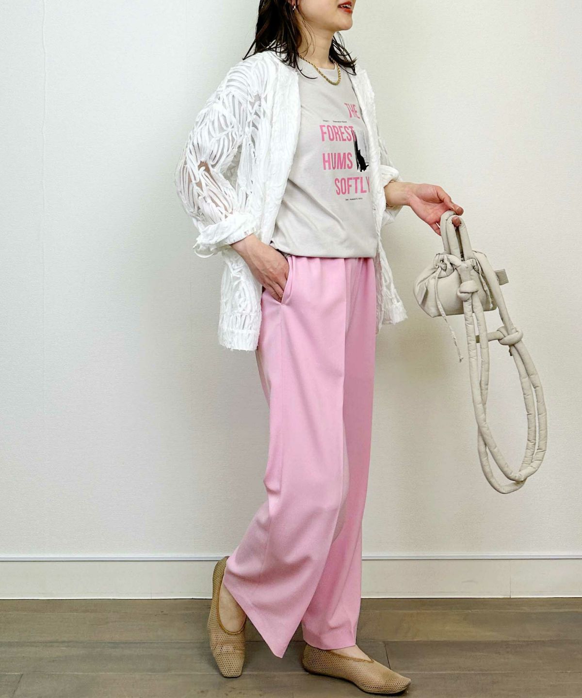 model：H164　着用サイズ：M　ピンク