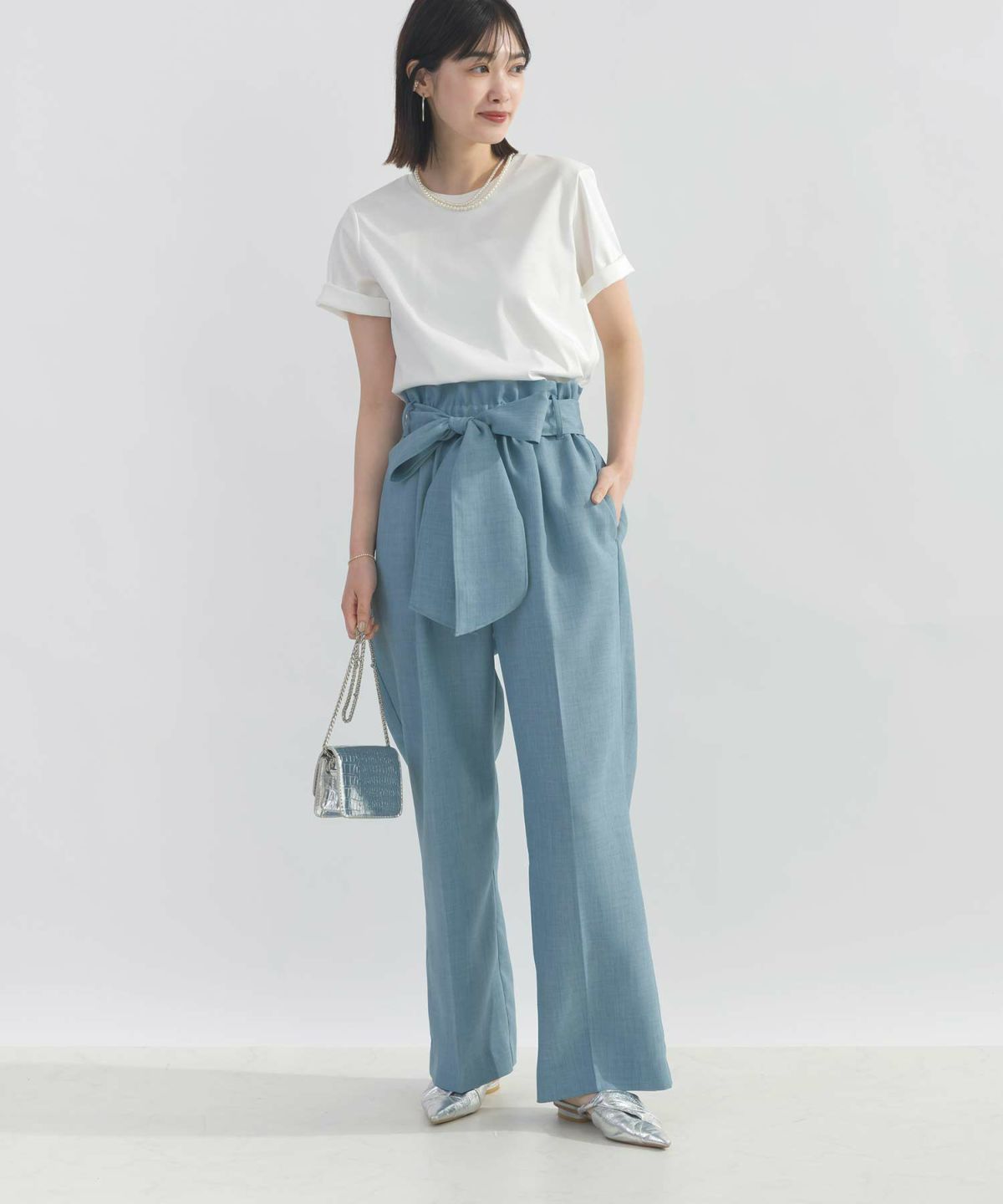 model：H164　着用サイズ：M　サックスブルー