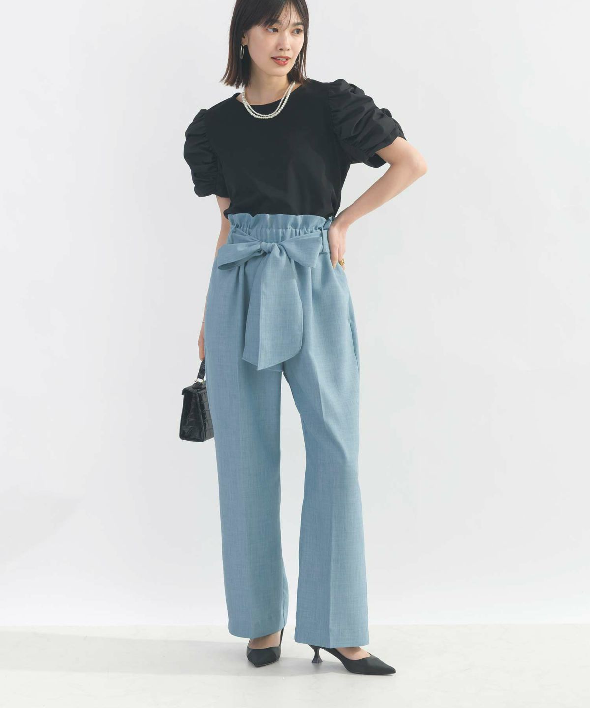 model：H164　着用サイズ：M　サックスブルー