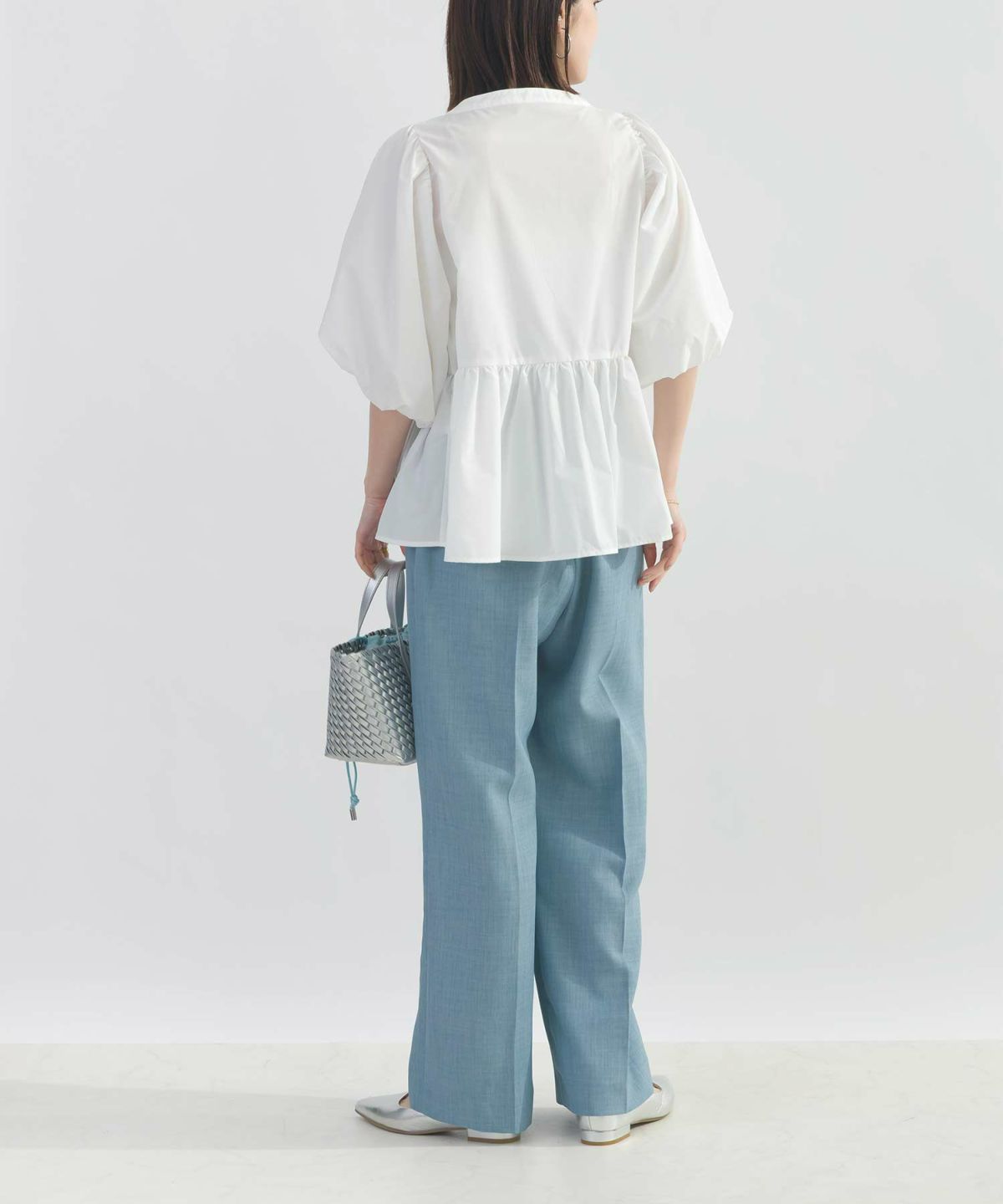 model：H164　着用サイズ：M　サックスブルー