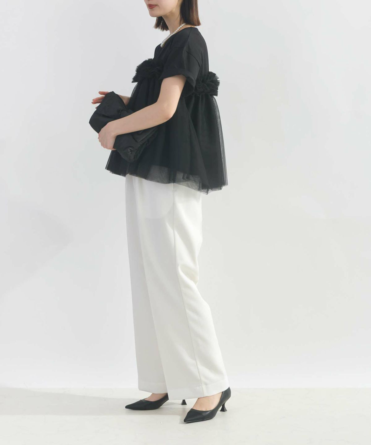 model：H162　着用サイズ：M　オフホワイト