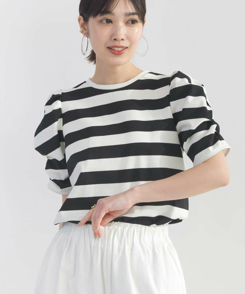 model：H162　着用サイズ：M　ホワイト系その他（ボーダー）