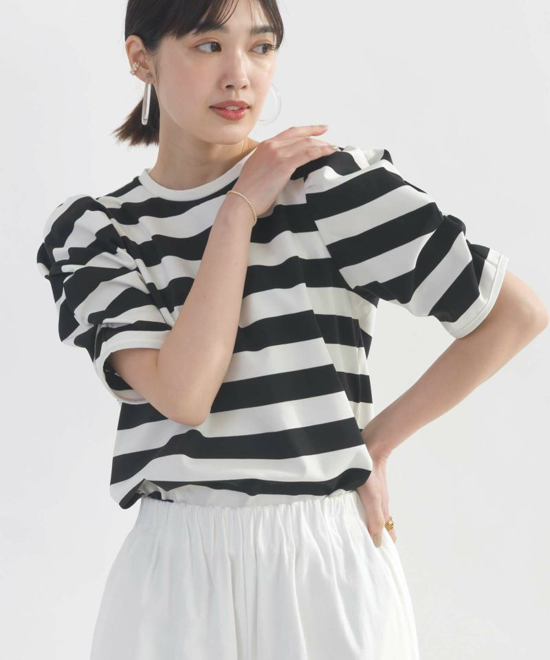 model：H162　着用サイズ：M　ホワイト系その他（ボーダー）