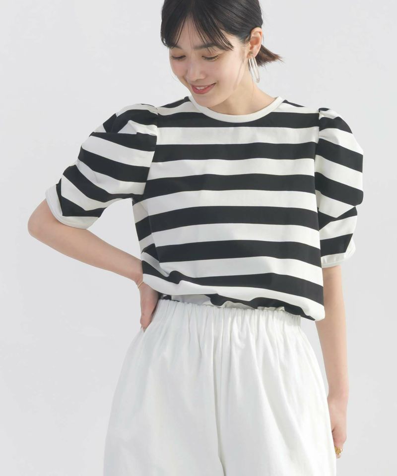 model：H162　着用サイズ：M　ホワイト系その他（ボーダー）