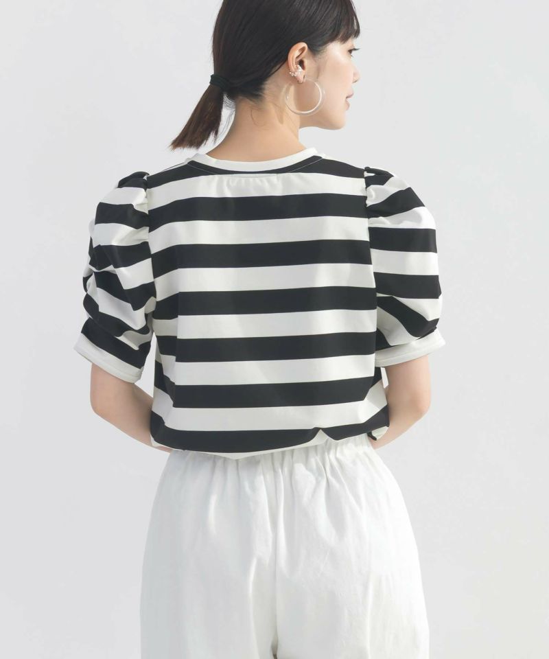 model：H162　着用サイズ：M　ホワイト系その他（ボーダー）