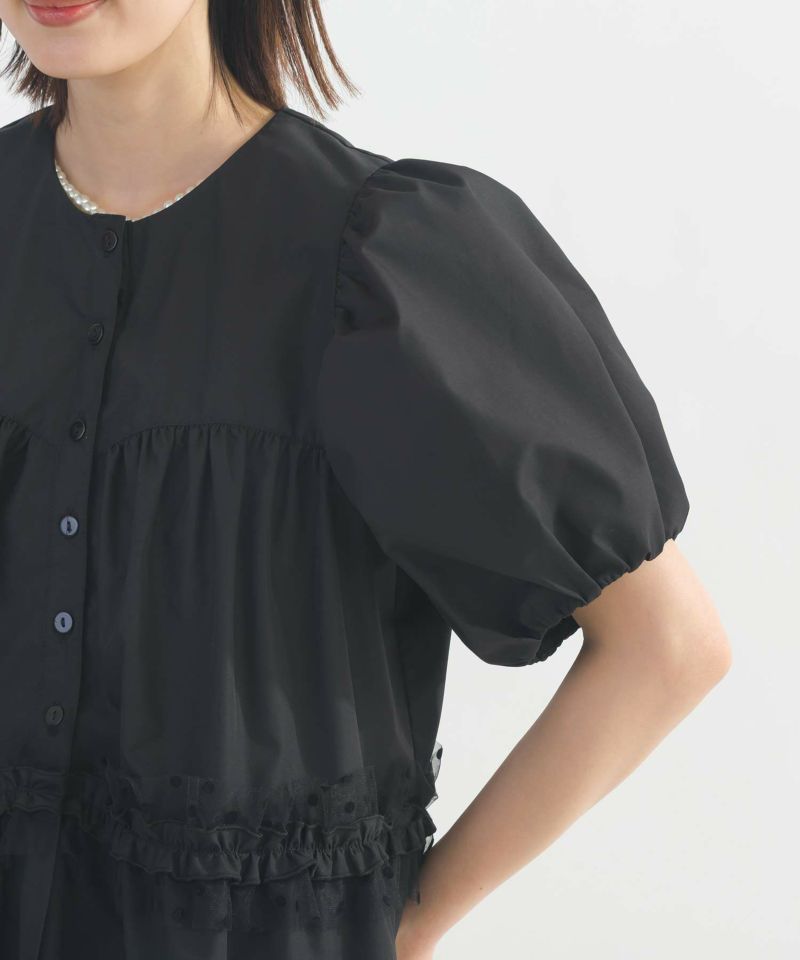 piccin◆ブラウス/M/ポリエステル/BLK/ドット/148140 楽天市場】PICCIN ドット刺繍ペプラムブラウス ドットジャガード