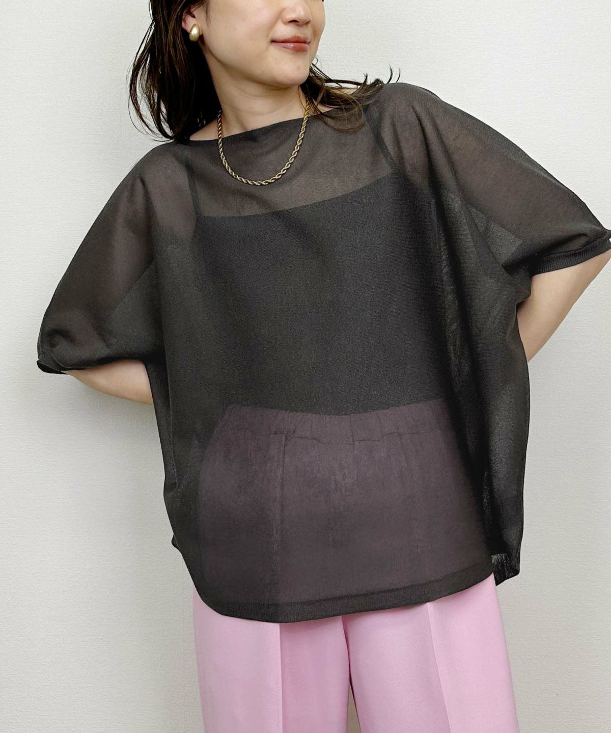 model：H164　着用サイズ：M　チャコールグレー