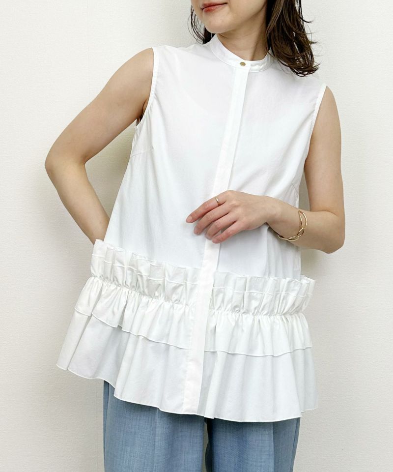 model：H164　着用サイズ：M　オフホワイト