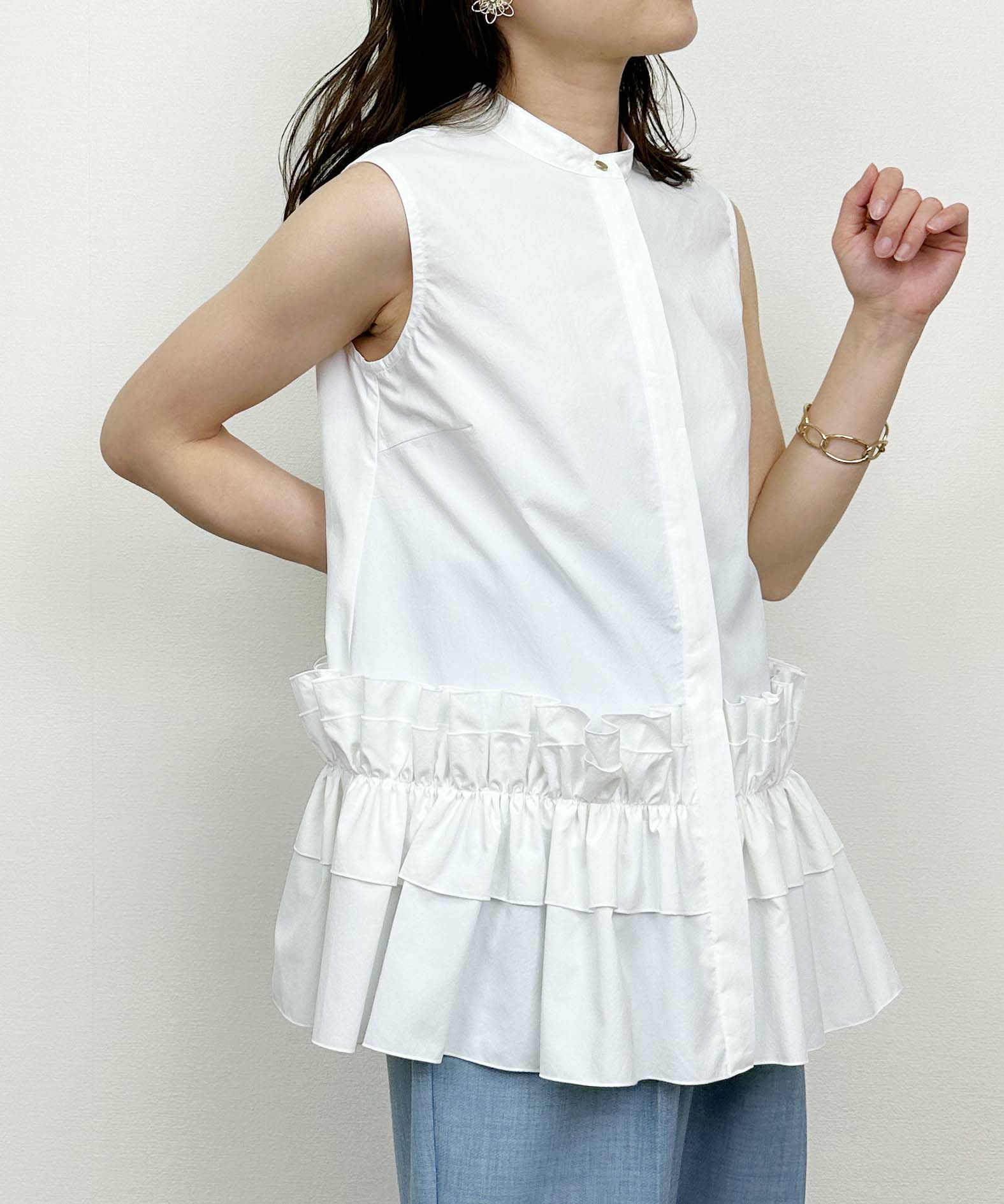 model：H164　着用サイズ：M　オフホワイト