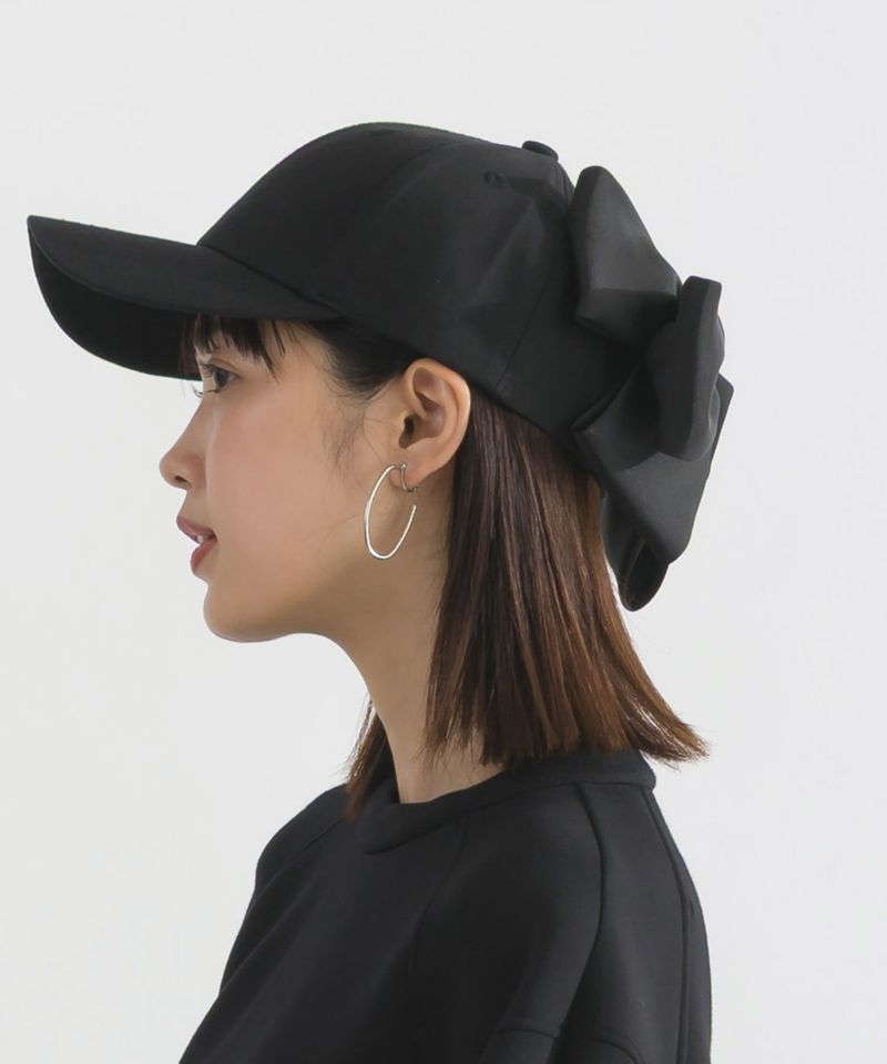 ピウム piumバックリボンビジューキャップ 帽子 ブラック バックリボンビジューキャップ – pium