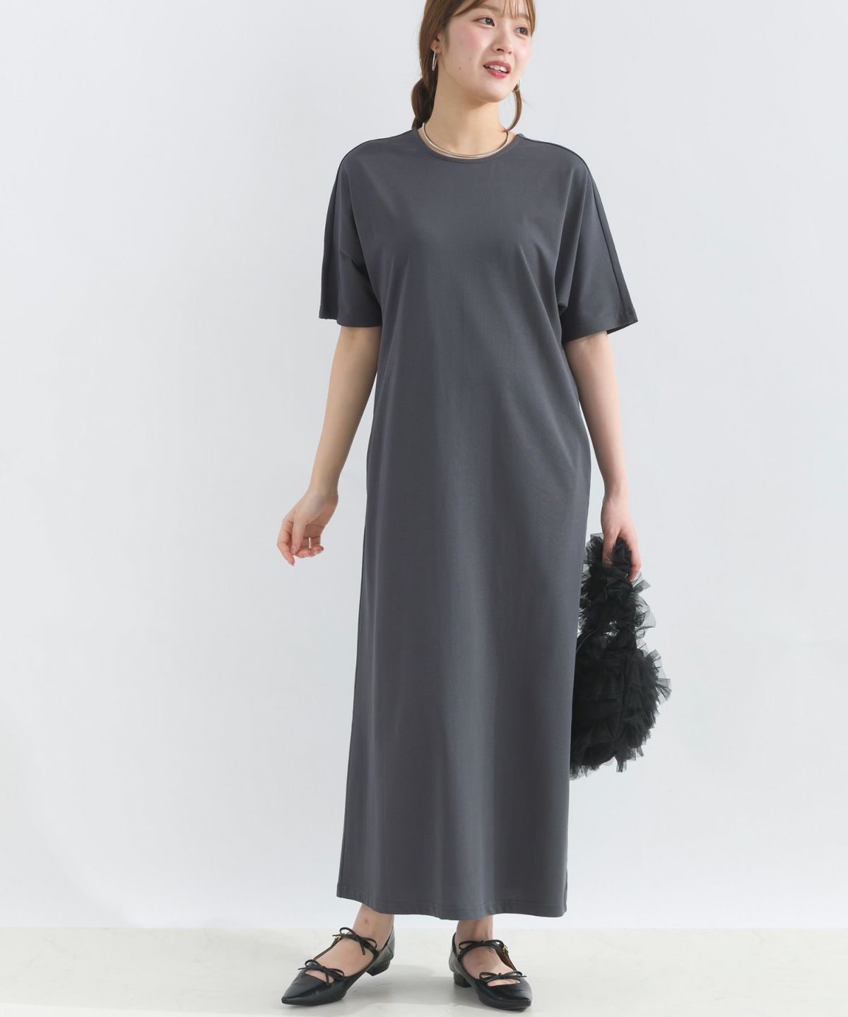 model：H165　着用サイズ：M　チャコールグレー