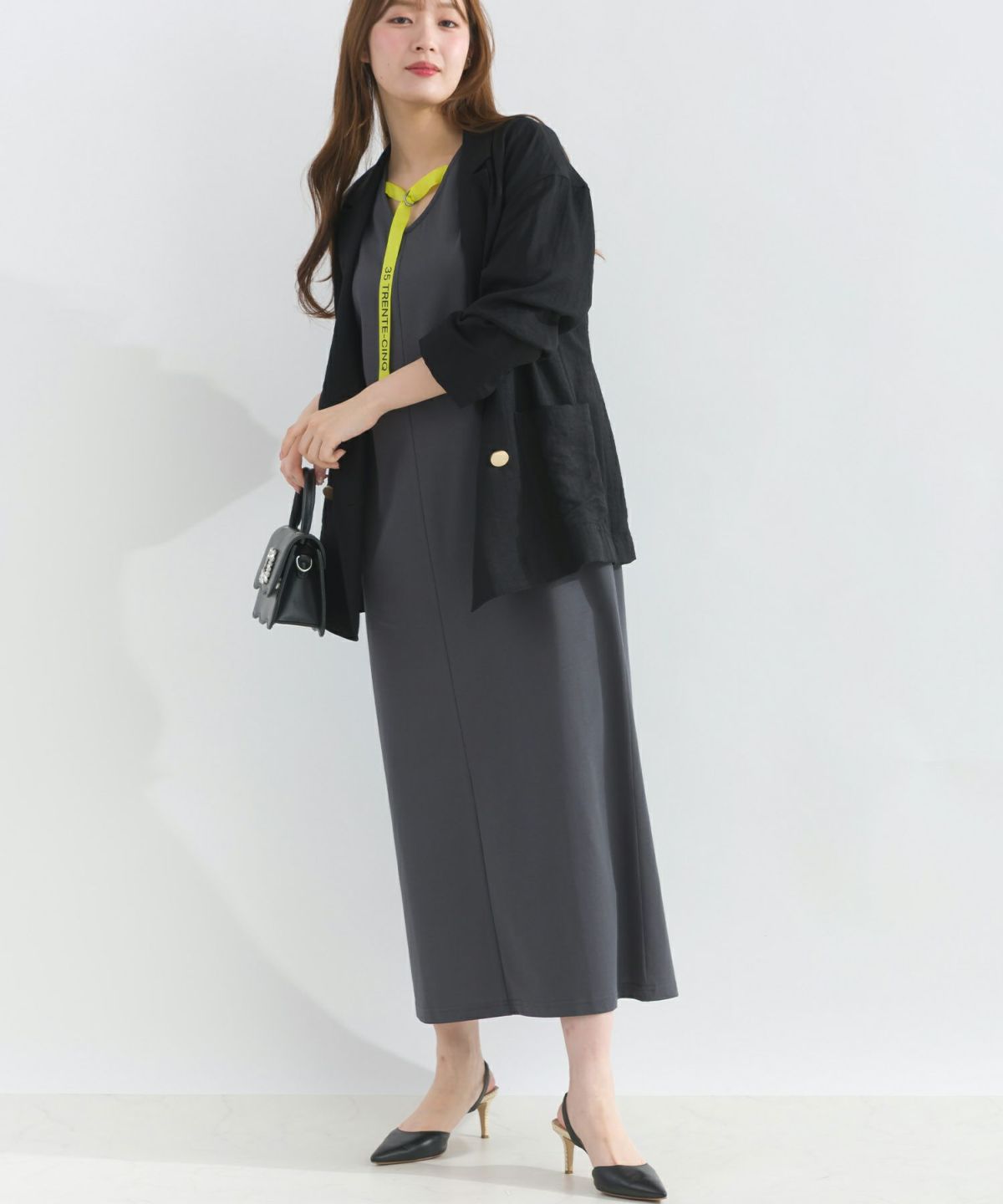 model：H165　着用サイズ：M　チャコールグレー