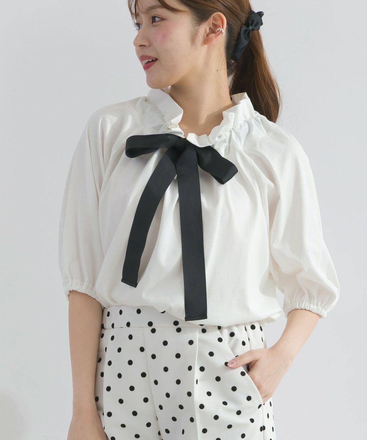 model：H165　着用サイズ：M　オフホワイト