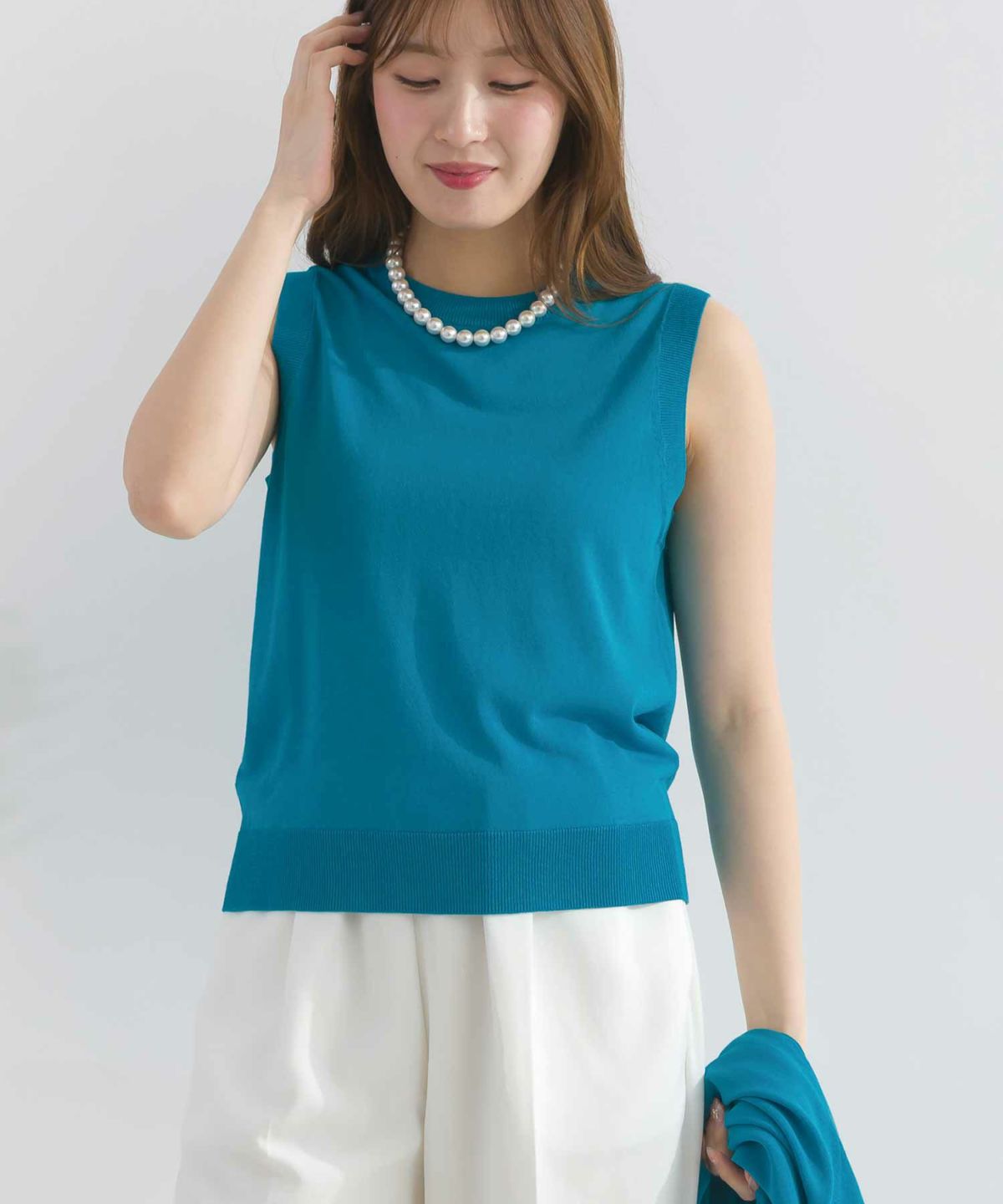 model：H165　着用サイズ：M　ターコイズブルー