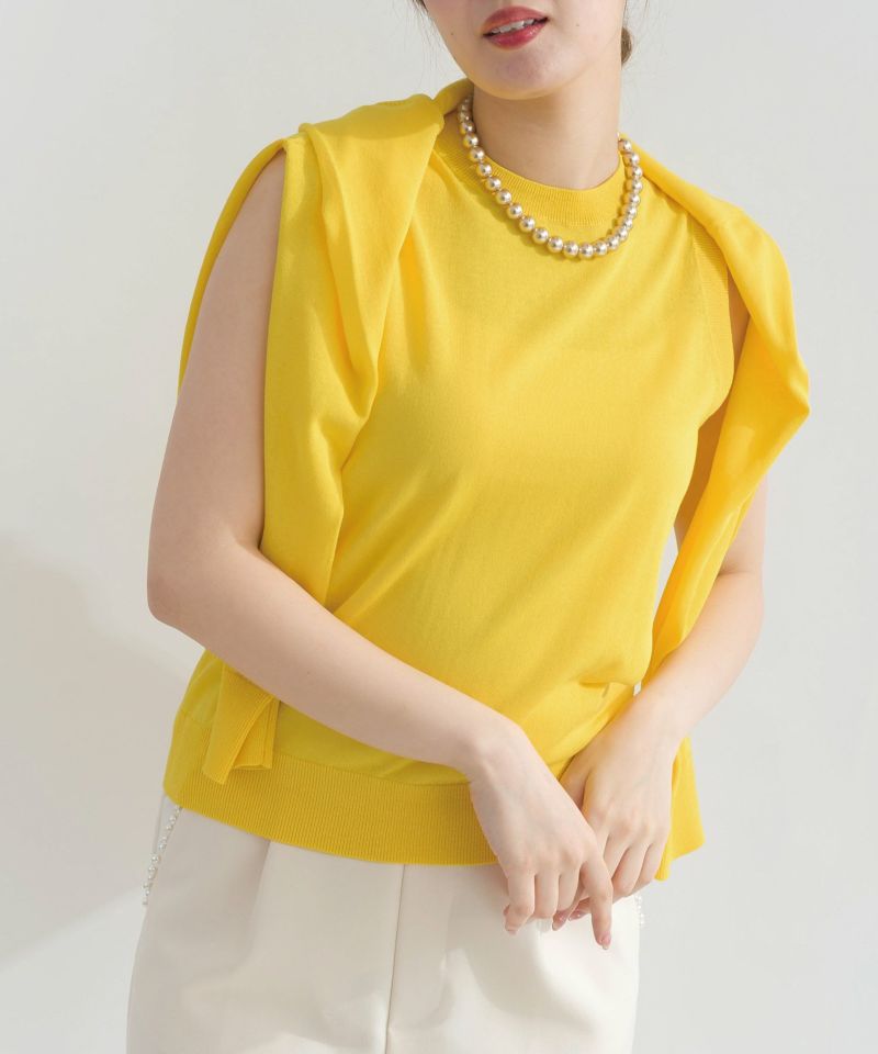 別売りアンサンブル可能】接触冷感シアーノースリーブニット