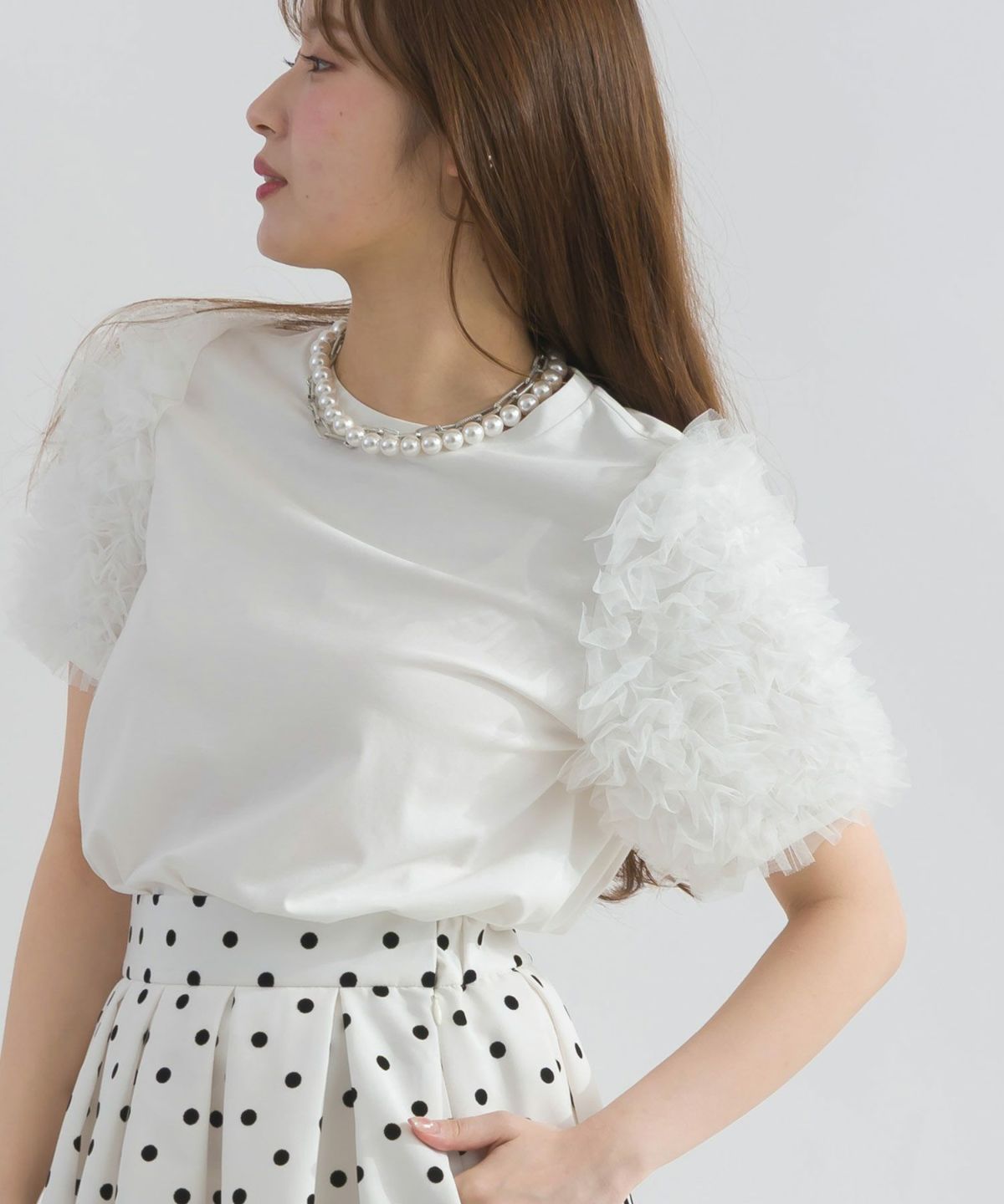 model：H165　着用サイズ：M　オフホワイト