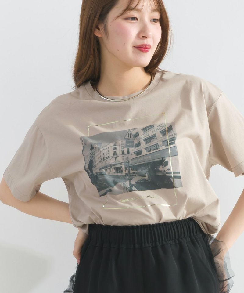 Naptime フォトプリントBIG Tシャツ (ベージュ) Amazon.co.jp: Naptime フォトプリントBIG Tシャツ ベージュ