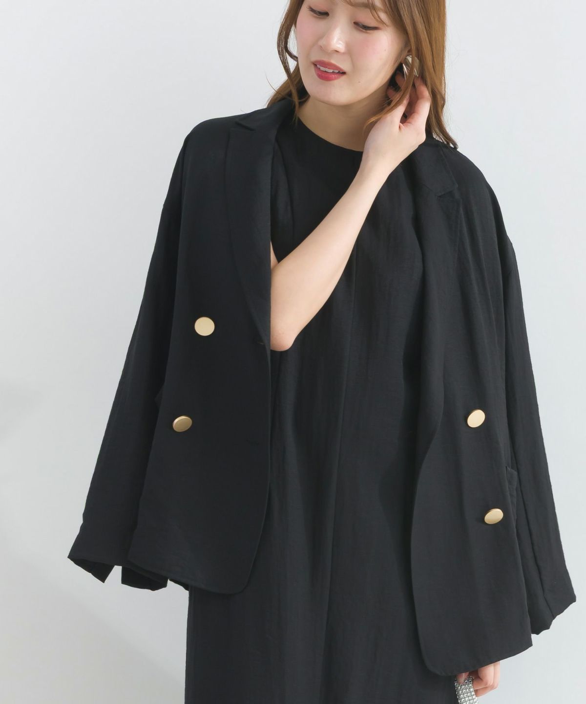 model：H165　着用サイズ：M　ブラック（セットアップで）