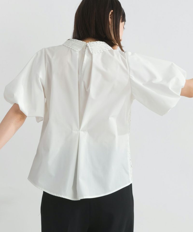 美品　sov. ソブ　パフスリーブレースブラウス　バルーンスリーブ　ストレッチ 美品 sov. ソブ パフスリーブレースブラウス バルーンスリーブ
