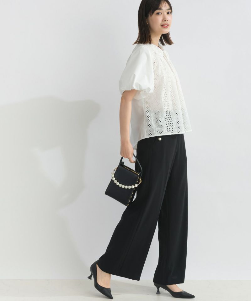 美品 cygne フロントスリットバルーンギャザーブラウス ホワイトhenri 美品 cygne フロントスリットバルーンギャザーブラウス ホワイト