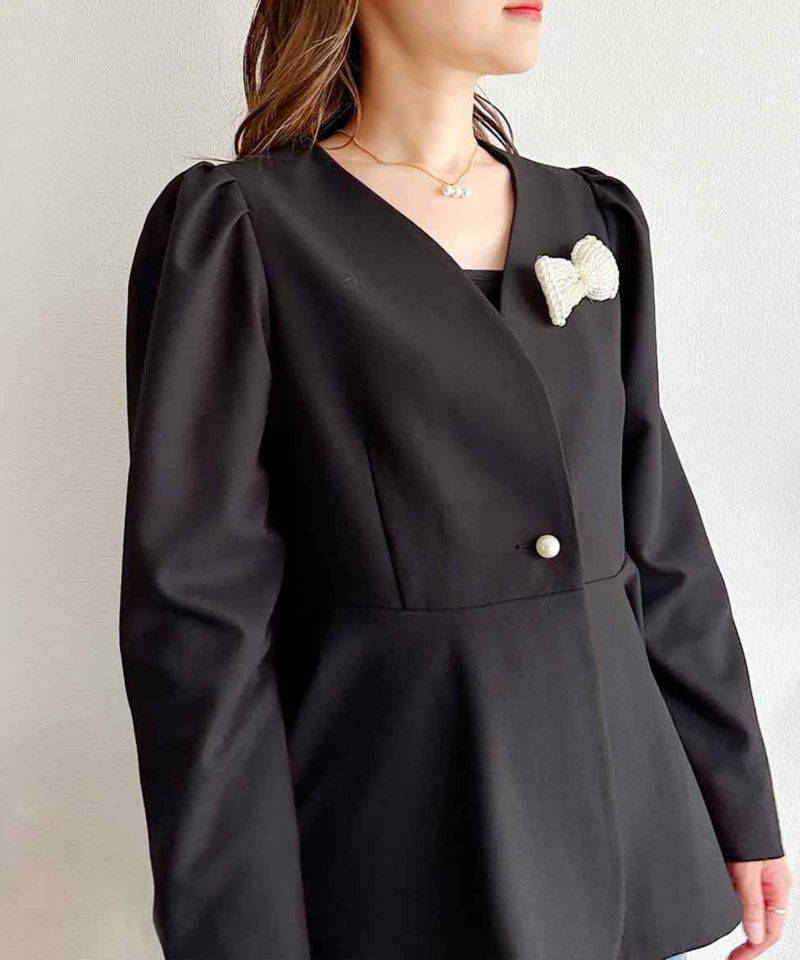 GAVILANE paris vintage パール リボン ブローチ a62 パール/ホワイトトパーズ シルバーブローチ兼ペンダントトップ