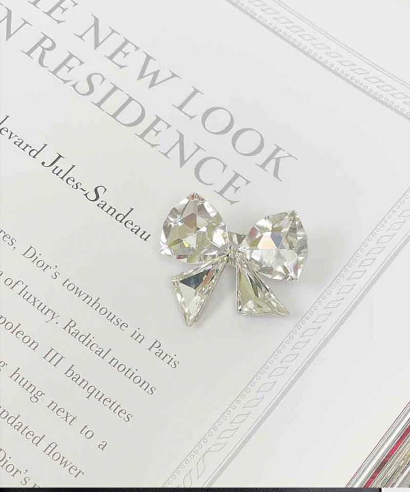 美品 A&S ヴィンテージ シルバー ビック リボン ゴージャス ブローチ V.Rose】ビンテージブローチ