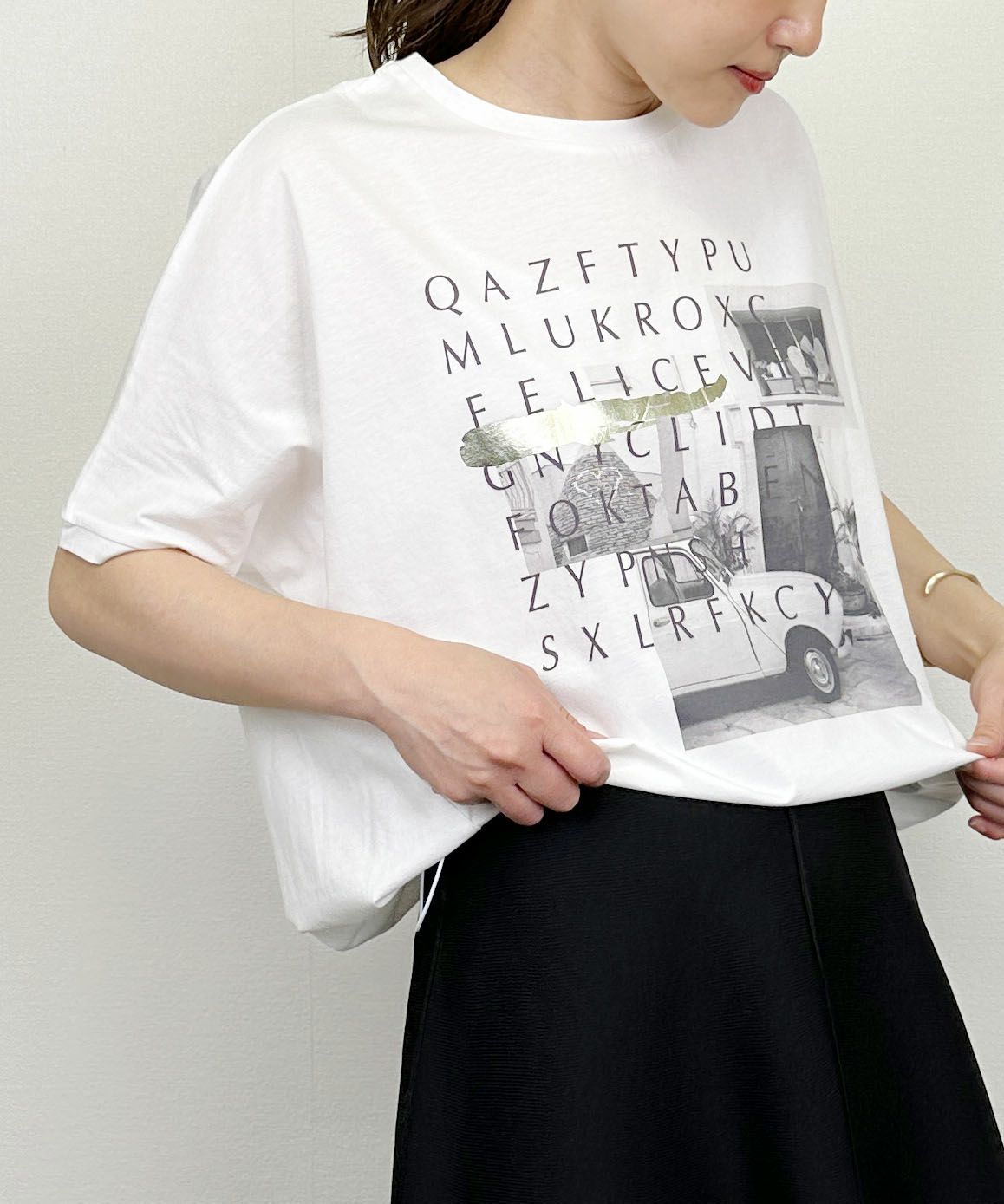 model：H164　着用サイズ：M　オフホワイト